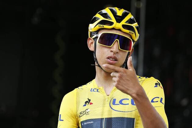 Colombian Egan Bernal of Team Ineos wearing the yellow jersey pictured at the start of stage 20 of the 106th edition of the Tour de France cycling race, from Albertville to Val Thorens (130 km), France, Saturday 27 July 2019. This year s Tour de France starts in Brussels and takes place from July 6th to July 28th. FRANCE OUT YUZURUxSUNADA  x05634487x