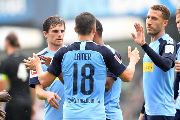 Fussball 1.Bundesliga Saison 2019 2020 Testspiel SCO Angers 1. FC Mönchengladbach 27.07.2019, Stadion an der Römerstrasse, Straelen,Borussia Mönchengladbach, jubel DFL regulations prohibit any use of photographs as image sequences and or quasi video.