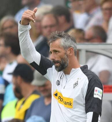 Testspiel Borussia Mönchengladbach - SCO Angers (Frankreich) 27.07.2019 Trainer Marco Rose (BMG) zeigt , gestikuliert DFL REGULATIONS PROHIBIT ANY USE OF PHOTOGRAPHS AS IMAGE SEQUENCES AND OR QUASI-VIDEO
