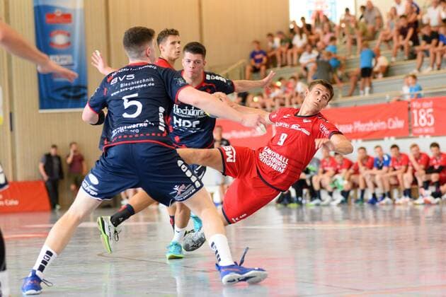 Max Oehler (SG BBM Bietigheim 9) Handball , Maenner , Vorbereitung , Turnier, Altensteig , S-Cup , 27.07.2019, Foto:TBaur Eibner S-Cup SG H2Ku Herrenberg - SG BBM Bietigheim Altensteig Copyright: xEIBNER TobiasxBaurx EP_TBR