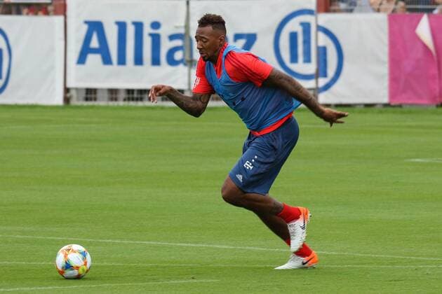 Fußball 1. Bundesliga Training FC Bayern München am 28.07.2019 auf dem Trainingsgelände an der Säbener Straße in München Jerome Boateng ( München ) DFL regulations prohibit any use of photographs as image sequences and or quasi-video.