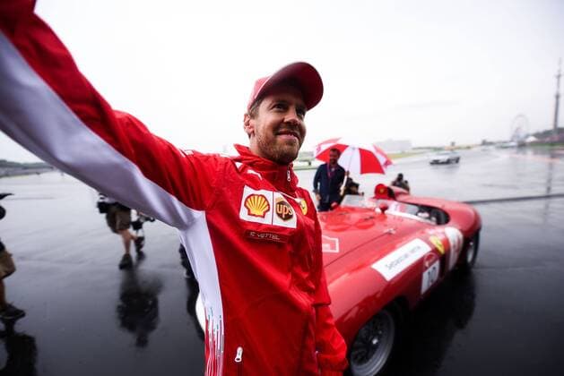 28.07.2019, xpsx, Motorsport FIA Formel 1, Mercedes Benz Großer Preis von Deutschland 2019 Rennen v.l. Sebastian Vettel (Scuderia Ferrari Mission Winnow 5 GER), Fahrerparade Hockenheim