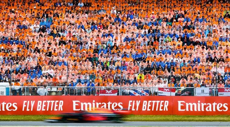28.07.2019, xpsx, Motorsport FIA Formel 1, Mercedes Benz Großer Preis von Deutschland 2019 Rennen v.l. Max Verstappen (Aston Martin Red Bull Racing 33 NED), Fans, Holland, Niederlande Hockenheim