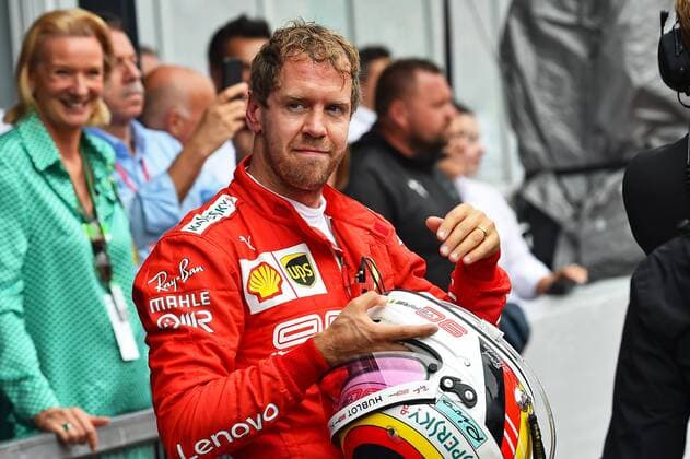 28.07.2019, xekx, FIA Formel 1, Formula 1 Mercedes-Benz - Großer Preis von Deutschland 2019 Rennen emspor, 2. Platz Sebastian Vettel (Ferrari) (DFL DFB REGULATIONS PROHIBIT ANY USE OF PHOTOGRAPHS as IMAGE SEQUENCES and or QUASI-VIDEO) Hockenheim