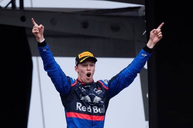28.07.2019, xpsx, Motorsport FIA Formel 1, Mercedes Benz Großer Preis von Deutschland 2019 Rennen v.l. Jubel Daniil Kvyat (Red Bull Toro Rosso Honda 26 RUS) Hockenheim