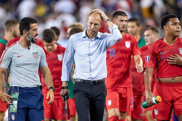 NASHVILLE, TN - JULY 03: United States head coach Gregg Berhalter looks on during the Gold Cup semifinal match between the United States and Jamaica on July 3, 2019 at Nissan Stadium in Nashville, Tennessee. (Photo by Robin Alam Icon Sportswire) SOCCER: JUL 03 CONCACAF Gold Cup Semifinals - Jamaica v USA Icon16407031957