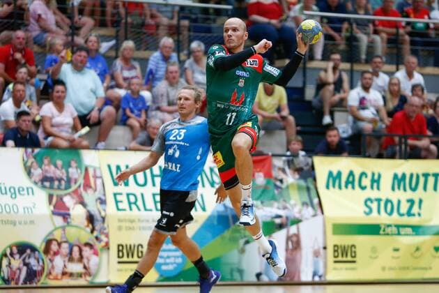 30.07.2019, xtgx, Handball Testspiel, SC Magdeburg - Talent Robstav-M.A.T. Plzen emspor, v.l. Tim Hornke (Magdeburg) wirft Tor, Torschütze, erzielt Tor, Treffer, scores the goal Halle (Saale)