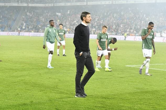 30.07.2019 Basel , Fussball Herren UEFA Champions League Qualifikation Saison 2019 2020 FC Basel - PSV Eindhoven. Im Bild : Trainer Mark Van Bommel Eindhofen nach Spielschluss .Aktion