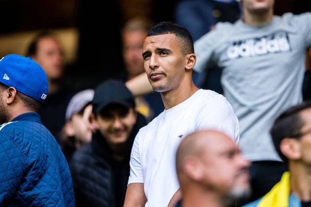190731 Nabil Bahoui of AIK in the stands during the UEFA Champions League qualifying match between AIK and Maribor on July 31, 2019 in Stockholm. Photo: Jesper Zerman BILDBYRAN Cop 234 Fotboll Football UEFA Champions League 2019 2020 Champions League qualification CL AIK Maribor Copyright: JESPERxZERMAN BB190731JZ010