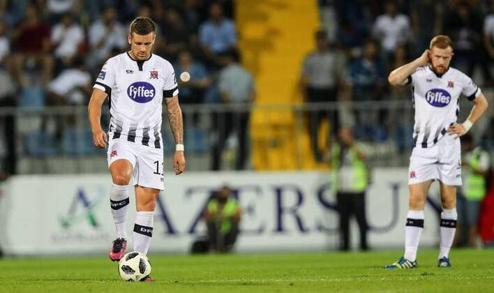 UEFA Champions League Second Qualifying Round Second Leg, Dalga Arena, Baku, Azerbaijan 31 7 2019 Qarabag vs Dundalk Dundalk s Patrick McEleney dejected after his side conceded a goal Patrick McEleney dejected after his side conceded a goal 31 7 2018  Copyright: x©INPHO RyanxByrnex RB1_0080