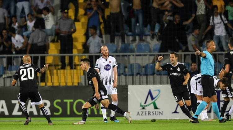 UEFA Champions League Second Qualifying Round Second Leg, Dalga Arena, Baku, Azerbaijan 31 7 2019 Qarabag vs Dundalk Qarabag s Jaime Romero Rodrigues celebrates scoring his sides first goal Jaime Romero Rodrigues celebrates scoring his sides first goal 31 7 2018  Copyright: x©INPHO RyanxByrnex RB1_9924