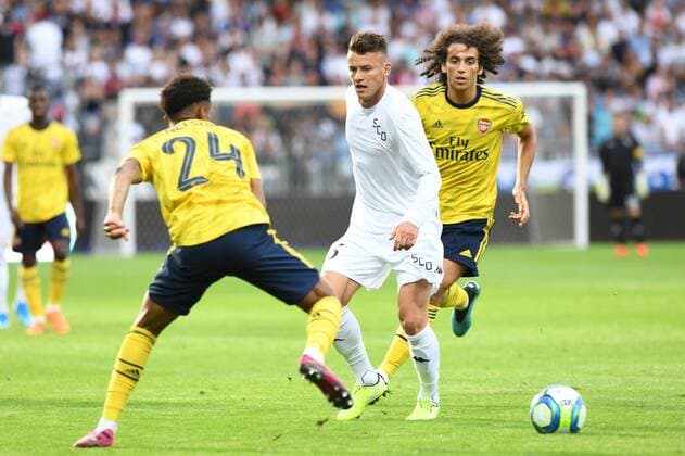 Thomas Mangani (Angers SCO), Matteo Guendouzi (Arsenal) FOOTBALL : Angers SCO vs Arsenal - Amical- 31 07 2019 RonanHoussin Panoramic 