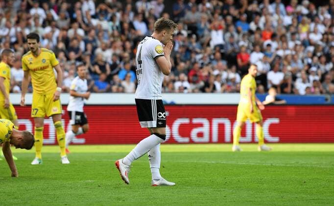 Football UEFA Champions League Q2 Rosenborg - BATE Lerkendal Stadium, Trondheim, Norway 31 July 2019 Rosenborgs Alexander Søderlund depper etter a ha misset en kjempesjanse Foto : Arve Johnsen, Digitalsport 