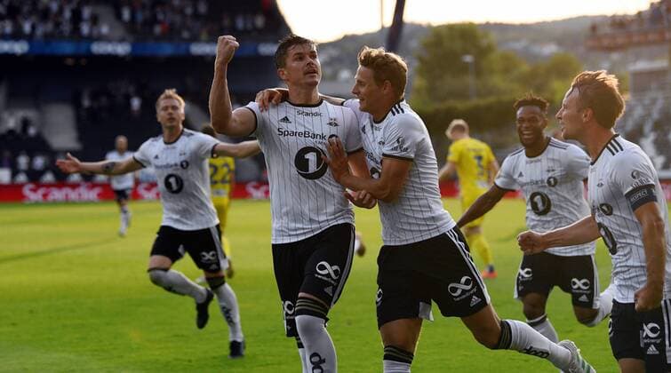 Football UEFA Champions League Q2 Rosenborg - BATE Lerkendal Stadium, Trondheim, Norway 31 July 2019 Pal Andre Helland har scoret 1-0 for Rosenborg og jubler Foto : Arve Johnsen, Digitalsport 