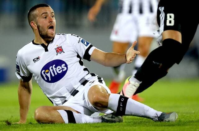 UEFA Champions League Second Qualifying Round Second Leg, Dalga Arena, Baku, Azerbaijan 31 7 2019 Qarabag vs Dundalk Dundalk s Michael Duffy reacts Michael Duffy reacts 31 7 2018  Copyright: x©INPHO RyanxByrnex RB1_0269