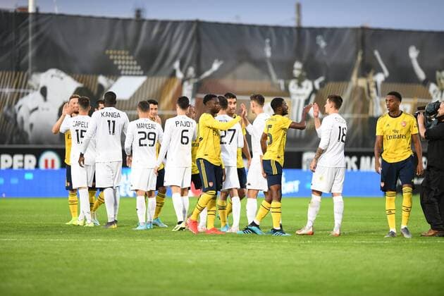 Joueurs Angers SCO et Arsenal FOOTBALL : Angers SCO vs Arsenal - Amical- 31 07 2019 RonanHoussin Panoramic 