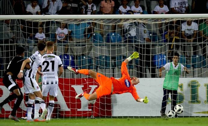 UEFA Champions League Second Qualifying Round Second Leg, Dalga Arena, Baku, Azerbaijan 31 7 2019 Qarabag vs Dundalk Qarabag s Ailton Ferreira Silva scores their second goal of the game Ailton Ferreira Silva scores their second goal 31 7 2018  Copyright: x©INPHO RyanxByrnex RB1_0037