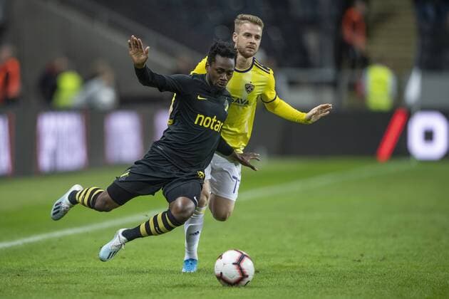 190731 Rudi Vancas Pozeg of Maribor and Heradi Rashidi of AIK during the UEFA Champions League qualifying match between AIK and Maribor on July 31, 2019 in Stockholm. Photo: Jesper Zerman BILDBYRAN Cop 234 Fotboll Football UEFA Champions League 2019 2020 Champions League qualification CL AIK Maribor Copyright: JESPERxZERMAN BB190731JZ126