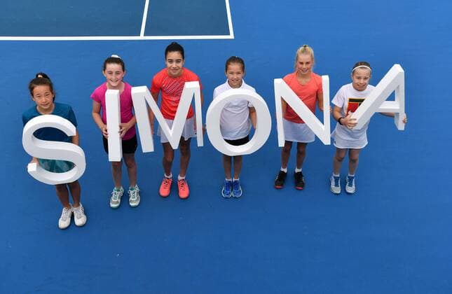 TENNIS ANNOUNCEMENT ADELAIDE, Children holding a sign that refers to tennis player Simona Halep at Memorial Drive Tennis Centre in Adelaide, Friday, August 2, 2019. Tennis South Australia is making a major announcement about Adelaide s new tennis tournament starting in 2020. ( NO ARCHIVING, EDITORIAL USE ONLY, NO USE IN BOOKS WITHOUT CONSENT ADELAIDE SA AUSTRALIA  Copyright: xDAVIDxMARIUZx 20190802001411540541