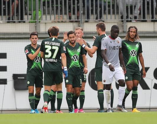 Torjubel Yannick Gerhardt (VfL Wolfsburg) DFL REGULATIONS PROHIBIT ANY USE OF PHOTOGRAPHS AS IMAGE SEQUENCES AND OR QUASI-VIDEO.