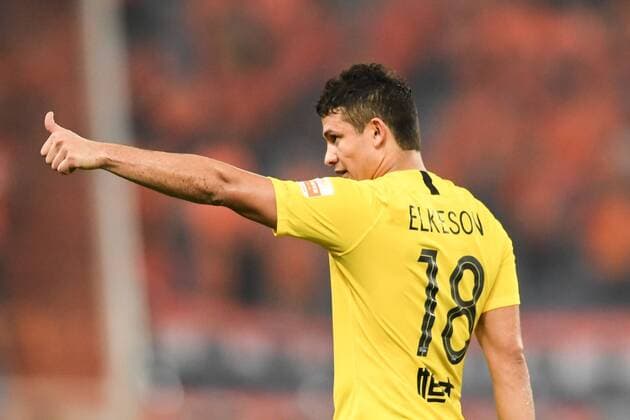 Brazilian football player Elkeson de Oliveira Cardoso, or simply Elkeson, of Guangzhou Evergrande Taobao F.C. celebrates a goal during the 21st round of Chinese Football Association Super League (CSL) against Shandong Luneng Taishan in Jinan city, east China™s Shandong province, 3 August 2019. Shandong Luneng Taishan was slashed by Guangzhou Evergrande Taobao with a 0-3 at the 21st round of Chinese Football Association Super League (CSL) in Jinan city, east China™s Shandong province, 3 August 2019. Shandong Luneng Taishan slashed by Guangzhou Evergrande Taobao at 21st round match of CSL  724021943064723461