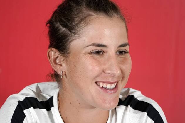 TORONTO, ON - AUGUST 05: 11th seed Belina Bencic of Switzerland answers questions at her press conference, PK, Pressekonferenz during the Rogers Cup WomenÕs tournament on August 5, 2019 at Aviva Centre in Toronto, Ontario. (Photo by Jeff Chevrier Icon Sportswire) TENNIS: AUG 05 Rogers Cup Icon19080529