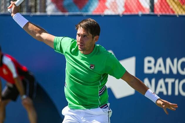 MONTREAL, QC - AUGUST 05: Look on Dusan Lajovic (SRB)during the ATP, Tennis Herren Coupe Rogers first round match on August 5, 2019 at IGA Stadium in Montreal, QC (Photo by David Kirouac Icon Sportswire) TENNIS: AUG 05 Coupe Rogers Icon190805061