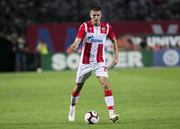 6th August 2019; Rajko Mitic Stadium, Belgrade, Serbia; UEFA Champions League Qualifying Third Leg First Round Red Star Belgrade versus FC Copenhagen; Jovancic of Red Star Belgrade breaks on the ball - Editorial Use  ActionPlus12158435 NikolaxKrstic