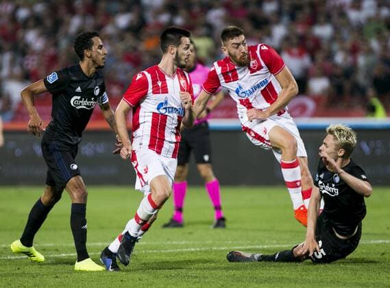 6th August 2019; Rajko Mitic Stadium, Belgrade, Serbia; UEFA Champions League Qualifying Third Leg First Round Red Star Belgrade versus FC Copenhagen; Pavkov of Red Star Belgrade scores a goal in 44th minute for 1-0 - Editorial Use  ActionPlus12158436 NikolaxKrstic