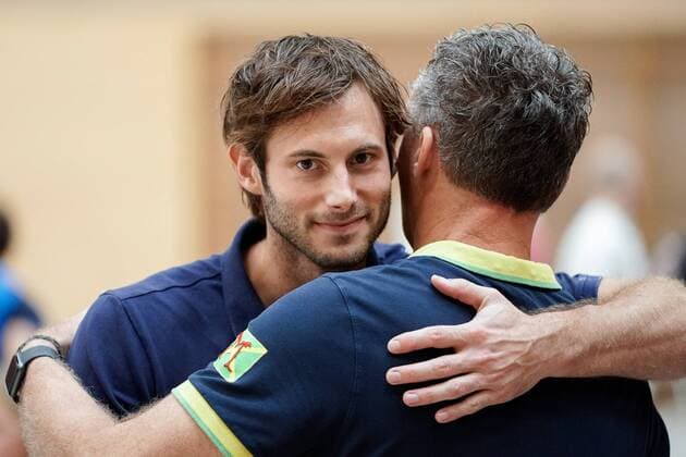 Uwe Gensheimer (RNL, 3), Einzelbild, Aktion, Action, Freude, freundlich, fröhlich, strahlend, optimistisch, 07.08.2019, Östringen (Deutschland), Handball, Testspiel, Rhein-Neckar Löwen - SG Nußloch