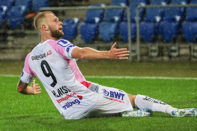 Fussball Champions League Qualifikationsrunde 3 - 19 20 - FC Basel 1893 vs. LASK - 07-08-2019 Torjubel zum 0:2 durch Joao Klauss de Mello (LASK 9), beim Fussball Champions League Spiel Qualifikationsrunde 3 zwischen dem FC Basel 1893 und LASK, am Mittwoch, den 07. August 2019 Sankt Jakob Park in Basel (Schweiz). Copyright: xBEAUTIFULxSPORTS G.xHubbsx