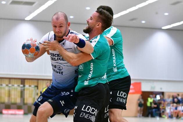 SG Flensburg-Handewitt vs Skjern Handbold, Handball, Nospa-Cup, Bundesliga, 07.08.19 Simon Hald (SG Flensburg-Handewitt, 05), Thomas Mogensen (Skjern Handbold, 02) Copyright: xBEAUTIFULxSPORTS MarioxM.xKobergx