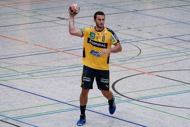 Romain Lagarde (RNL, 8), am Ball, Freisteller, Ganzkörper, Einzelbild, Aktion, Action, 07.08.2019, Östringen (Deutschland), Handball, Testspiel, Rhein-Neckar Löwen - SG Nußloch
