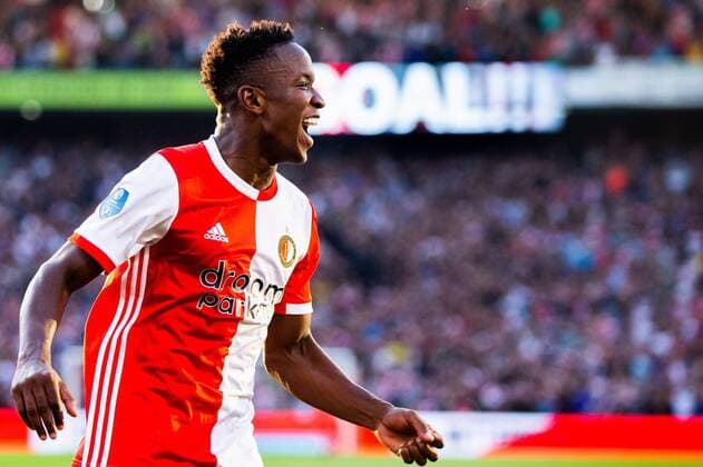 Luis Sinisterra of Feyenoord during the UEFA Europa League third round qualifying first leg match between Feyenoord Rotterdam and FC Dinamo Tblisiat at De Kuip on August 08, 2019 in Rotterdam, The Netherlands UEFA Europa League 2019 2020 xVIxVIxImagesx xTomxBodexMultimediaxIVx 200810421