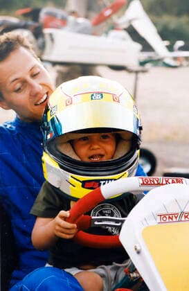 Michael und Mick Schumacher beim Kart fahren Kerpen Nuerburgring Deutschland