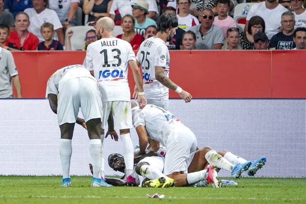 joie - Chadrac Akolo (Amiens SC) FOOTBALL : OGC Nice vs Amiens SC - Nice - 10 08 2019 NorbertScanella PanoramiC 