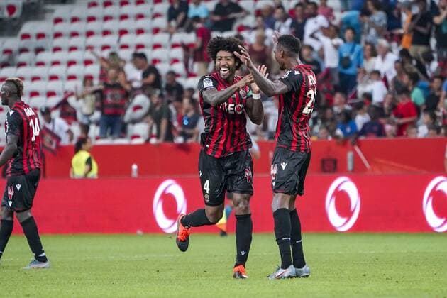 Joie - Dante (OGC Nice) - Christophe Herelle (OGC Nice) FOOTBALL : OGC Nice vs Amiens SC - Nice - 10 08 2019 NorbertScanella PanoramiC 