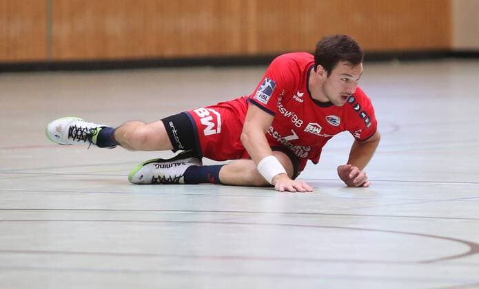 BAU 10.08.2019 Bönnigheim Handball Wacker Thun vs. SG BBM Bietigheim, Dominik Claus (BBM) am Boden