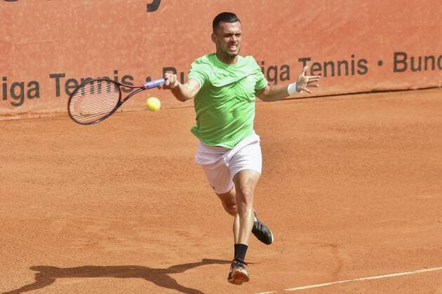 GER, Tennis-Point-Bundesliga, 1BL, Badwerk Gladbacher HTC 1 vs. TK GW Mannheim 1 11.08.2019, An den Holter Sportstätten, Moenchengladbach, GER, Tennis-Point-Bundesliga, 1BL, Badwerk Gladbacher HTC 1 vs. TK GW Mannheim 1, im Bild Tobias Kamke GER (TK GW Mannheim 1)