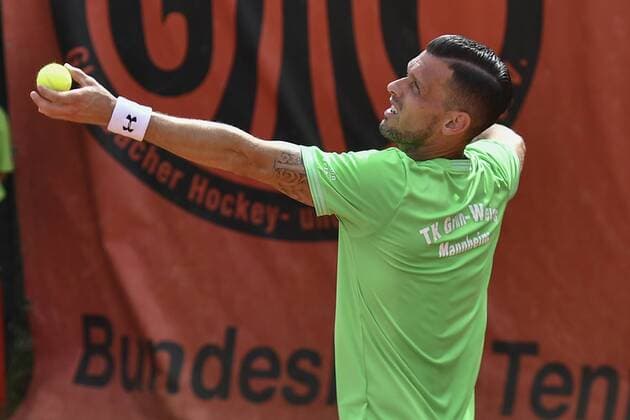 GER, Tennis-Point-Bundesliga, 1BL, Badwerk Gladbacher HTC 1 vs. TK GW Mannheim 1 11.08.2019, An den Holter Sportstätten, Moenchengladbach, GER, Tennis-Point-Bundesliga, 1BL, Badwerk Gladbacher HTC 1 vs. TK GW Mannheim 1, im Bild Tobias Kamke GER (TK GW Mannheim 1)