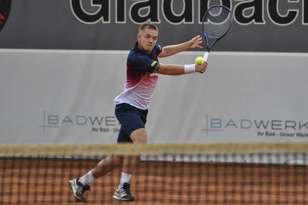 GER, Tennis-Point-Bundesliga, 1BL, Badwerk Gladbacher HTC 1 vs. TK GW Mannheim 1 11.08.2019, An den Holter Sportstätten, Moenchengladbach, GER, Tennis-Point-Bundesliga, 1BL, Badwerk Gladbacher HTC 1 vs. TK GW Mannheim 1, im Bild Tim Sandkaulen GER (Badwerk Gladbacher HTC 1)