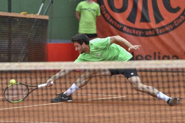 GER, Tennis-Point-Bundesliga, 1BL, Badwerk Gladbacher HTC 1 vs. TK GW Mannheim 1 11.08.2019, An den Holter Sportstätten, Moenchengladbach, GER, Tennis-Point-Bundesliga, 1BL, Badwerk Gladbacher HTC 1 vs. TK GW Mannheim 1, im Bild Pedro Martinez Portero ESP (TK GW Mannheim 1)