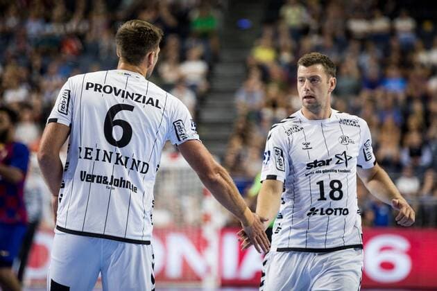 Helden des Handballs 2019; THW Kiel - FC Barcelona, Barca Harald Reinkind ( 6, THW Kiel), Niclas Ekberg ( 18, THW Kiel); Helden des Handballs 2019; THW Kiel - FC Barcelona; Koeln, Lanxessarena Copyright: xBEAUTIFULxSPORTS Wunderlx