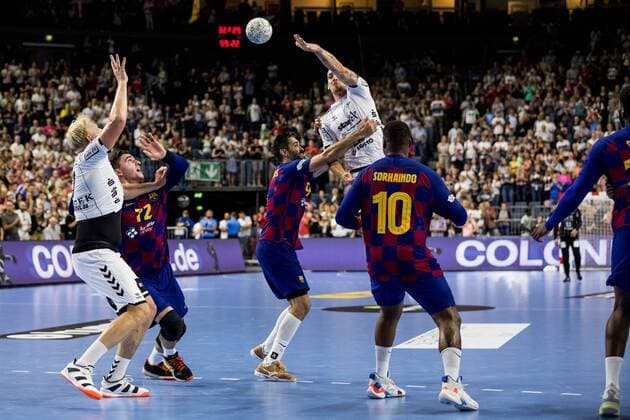 Helden des Handballs 2019; THW Kiel - FC Barcelona, Barca Patrick Wiencek ( 17, THW Kiel), Ludovic Fabregas ( 72, FC Barcelona), Ole Rahmel ( 22, THW Kiel), Cedric Sorhaindo ( 10, FC Barcelona); Helden des Handballs 2019; THW Kiel - FC Barcelona; Koeln, Lanxessarena Copyright: xBEAUTIFULxSPORTS Wunderlx