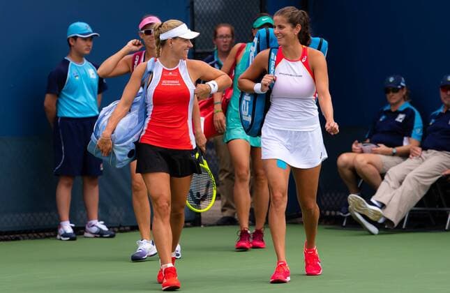 August 12, 2019, Cincinnati, USA: Julia Goerges & Angelique Kerber of Germany playing doubles at the 2019 Western & Southern Open WTA, Tennis Damen Premier Tennis 5 Tournament Western & Southern Open 2019, Tennis, Cincinnati, United States, Aug 12 - ZUMAa181 20190812_zaa_a181_075 Copyright: xAFP7x