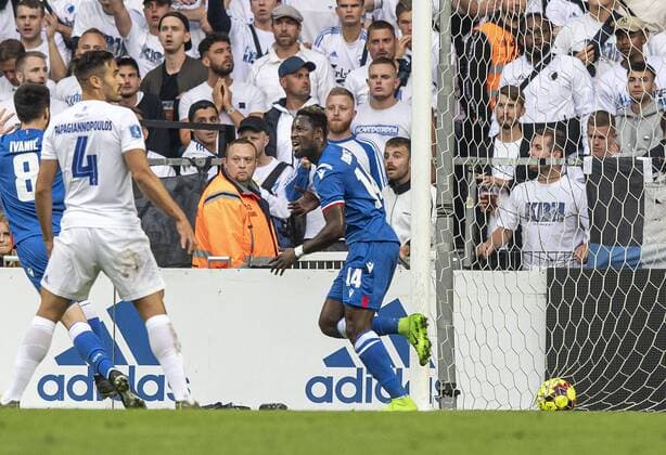 Richmond Boakye (14), Roede Stjerne, jubler efter maalet til 0-1 under kampen i Champions League kvalen mellem FC Koebenhavn og Roede Stjerne i Parken tirsdag den 13. august 2019.. , Copenhagen Denmark Copyright: AndersxKjaerbyex-xRitzauxScanpix AndersxKjaerbyex COP101 spdk20190813-205853-L