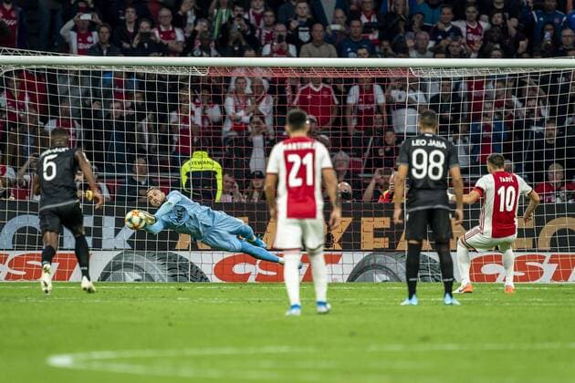 AMSTERDAM, Netherlands, 13-08-2019, football, Johan Cruijff ArenA, Champions League third qualifying round, season 2019-2020, Ajax player Dusan Tadic missed a penalty , during the match Ajax - PAOK, Ajax - PAOK  x4105385x Copyright: