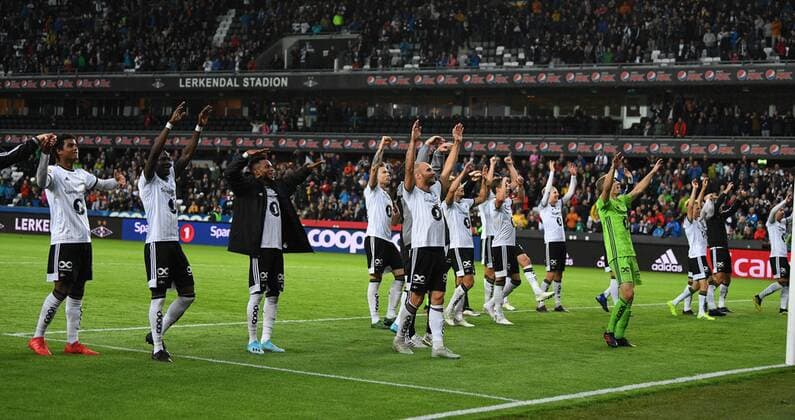 Football UEFA Champions League Q3 Rosenborg - Maribor Lerkendal Stadium, Trondheim, Norway 13 August 2019 Rosenborg-gutta jubler etter kampen Foto : Arve Johnsen, Digitalsport 