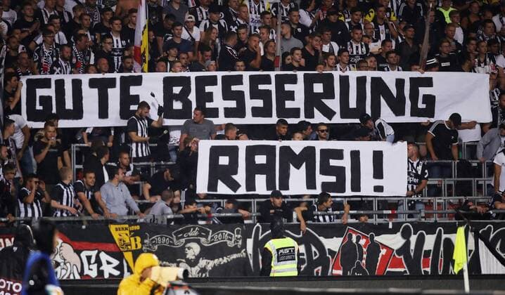 SOCCER - CL qualification, LASK vs Basel LINZ,AUSTRIA,13.AUG.19 - SOCCER - UEFA Champions League, qualification, LASK vs FC Basel. Image shows a banner. GEPAxpictures xMatthiasxHauer