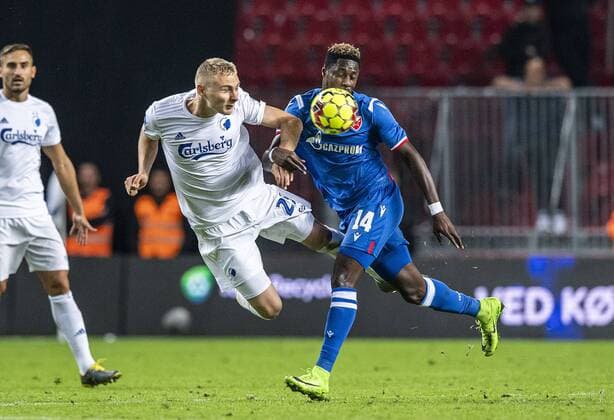 Victor Nelsson (25), FC Koebenhavn og Richmond Boakye (14), Roede Stjerne under kampen i Champions League kvalen mellem FC Koebenhavn og Roede Stjerne i Parken tirsdag den 13. august 2019.. , Copenhagen Denmark Copyright: AndersxKjaerbyex-xRitzauxScanpix AndersxKjaerbyex COP101 spdk20190814-000200-L